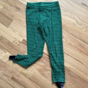 Janie and Jack green/navy houndstooth pattern stirrup pants 100% cotton size 8